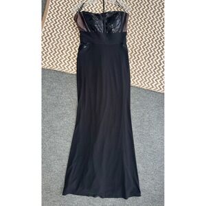 Calvin Klein Womens Gown Size 6 Black Formal Strapless Long Dress Elegant Sequin